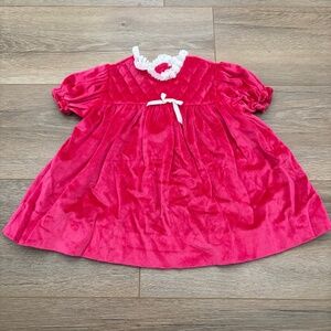 Vintage Velvet Pink Baby Girl Dress